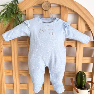 Macacão Malha Trape Zape - Borboletas - Azul Claro